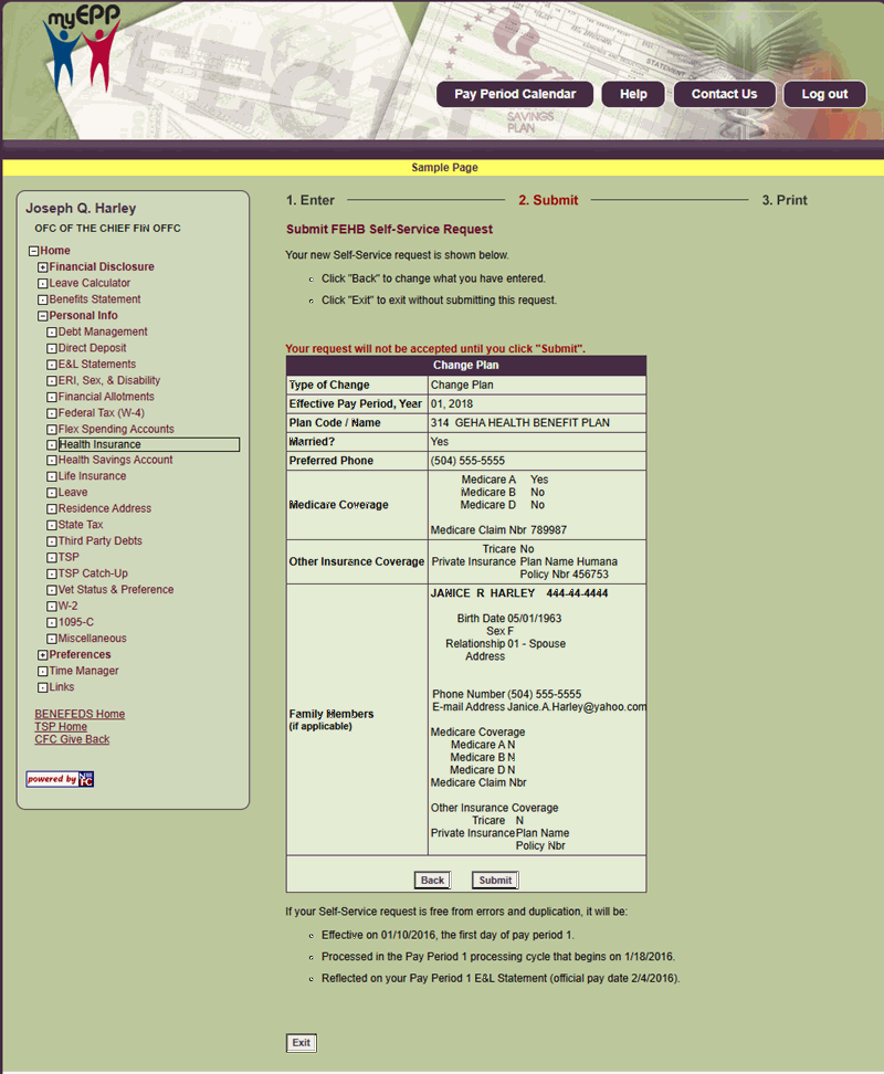 Submit FEHB Self Service Request